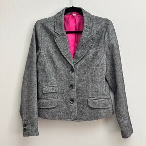 Classic Gray Herringbone Tweed Sport Coat Jacket Blazer Women’s Size Large